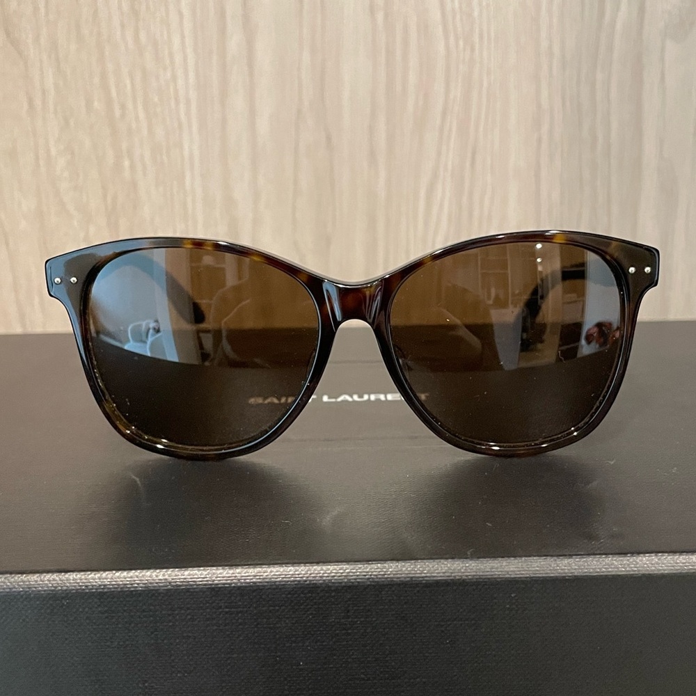 Bottega Veneta Tortoise + Leather wrapped sunglasses
